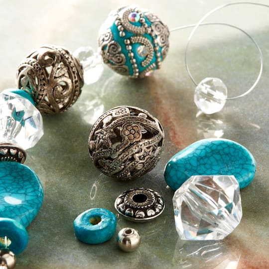 Clear & Blue Turquoise Strung Beads By Bead Landing™